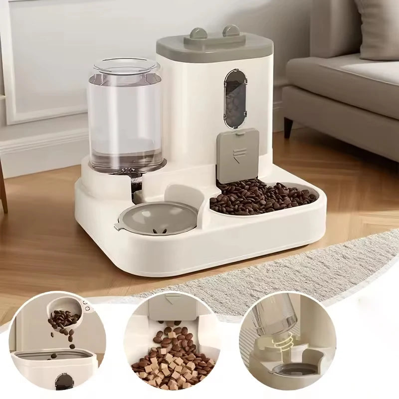 Large-Capacity Automatic Pet Feeder & Water Dispenser — 2-in-1 Food & Water Bowl Set