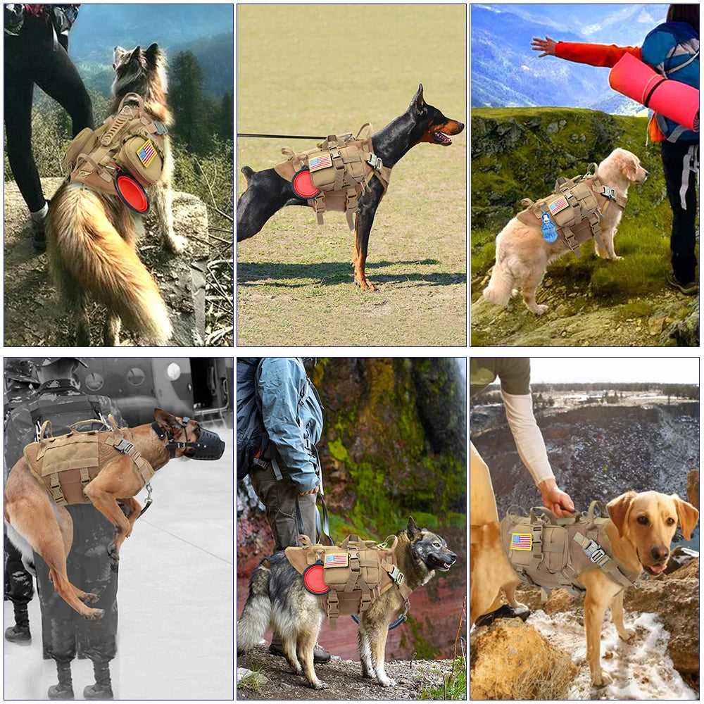 Military Tactical Dog Harness — No-Pull Molle Vest for Training & Hiking