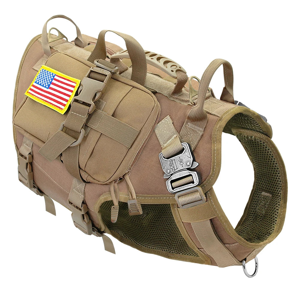 Military Tactical Dog Harness — No-Pull Molle Vest for Training & Hiking