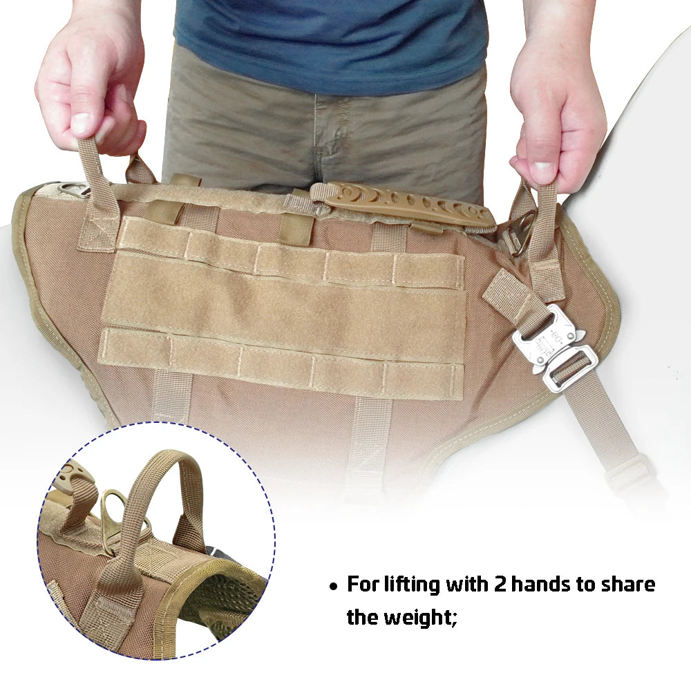 Military Tactical Dog Harness — No-Pull Molle Vest for Training & Hiking