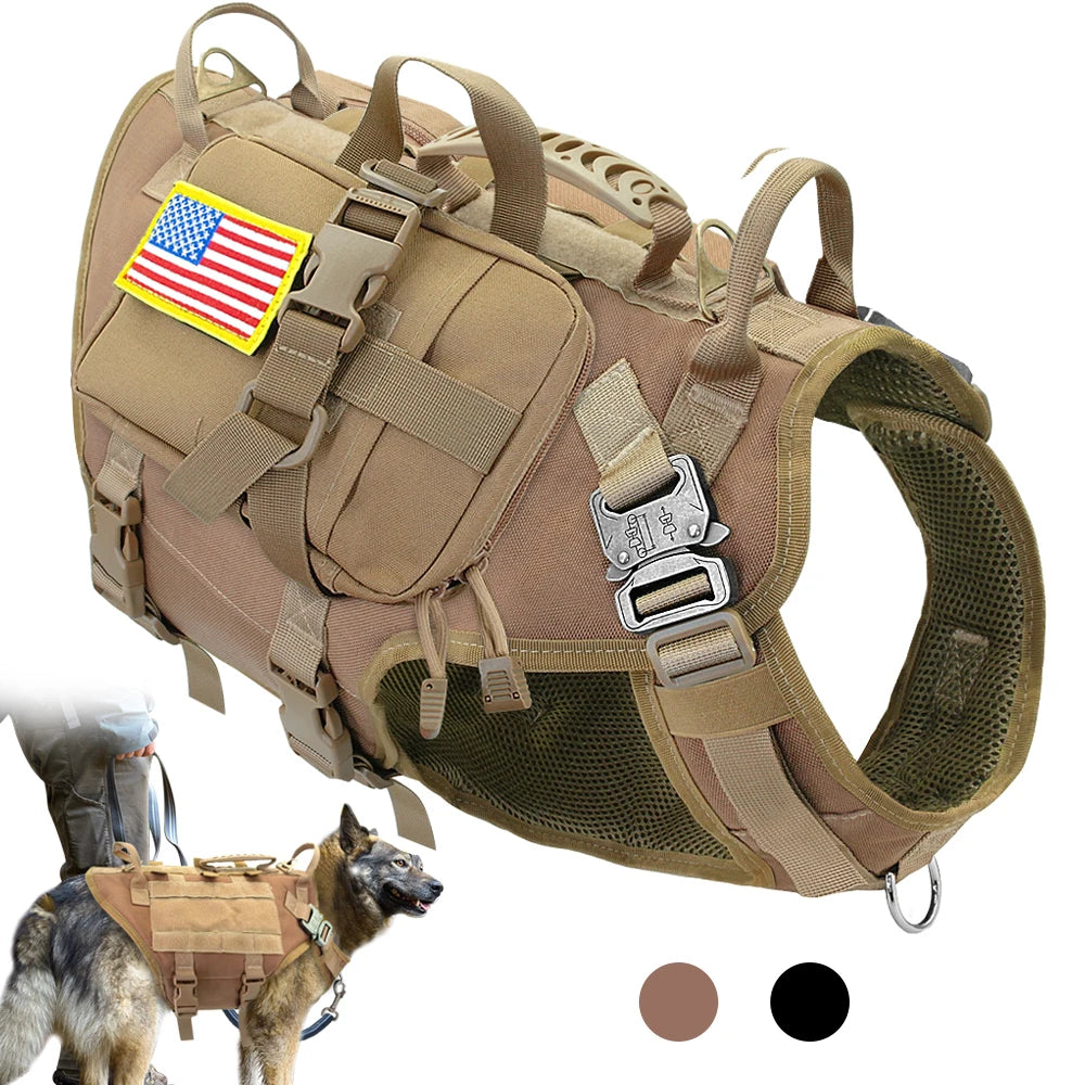 Military Tactical Dog Harness — No-Pull Molle Vest for Training & Hiking
