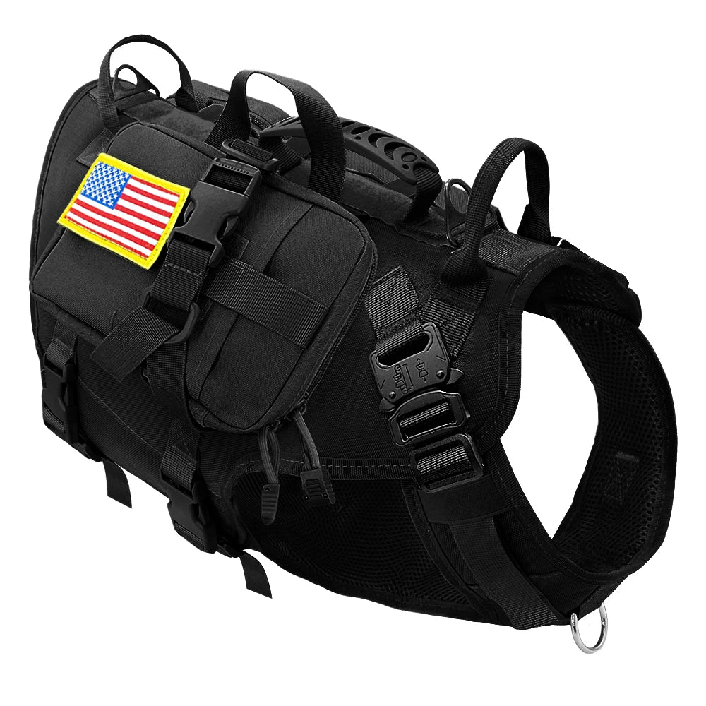 Military Tactical Dog Harness — No-Pull Molle Vest for Training & Hiking