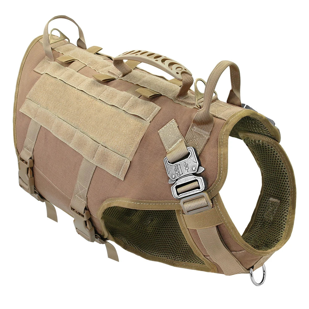 Military Tactical Dog Harness — No-Pull Molle Vest for Training & Hiking