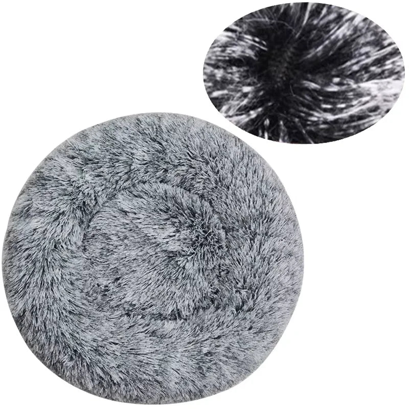 Round Plush Dog Bed – Washable Non-Shedding Warm Pet Bed for Indoor Use