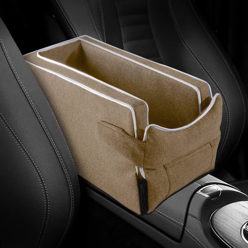 Car Center Console Pet Bed – Non-Slip Travel Seat Mat for Cats & Small Dogs