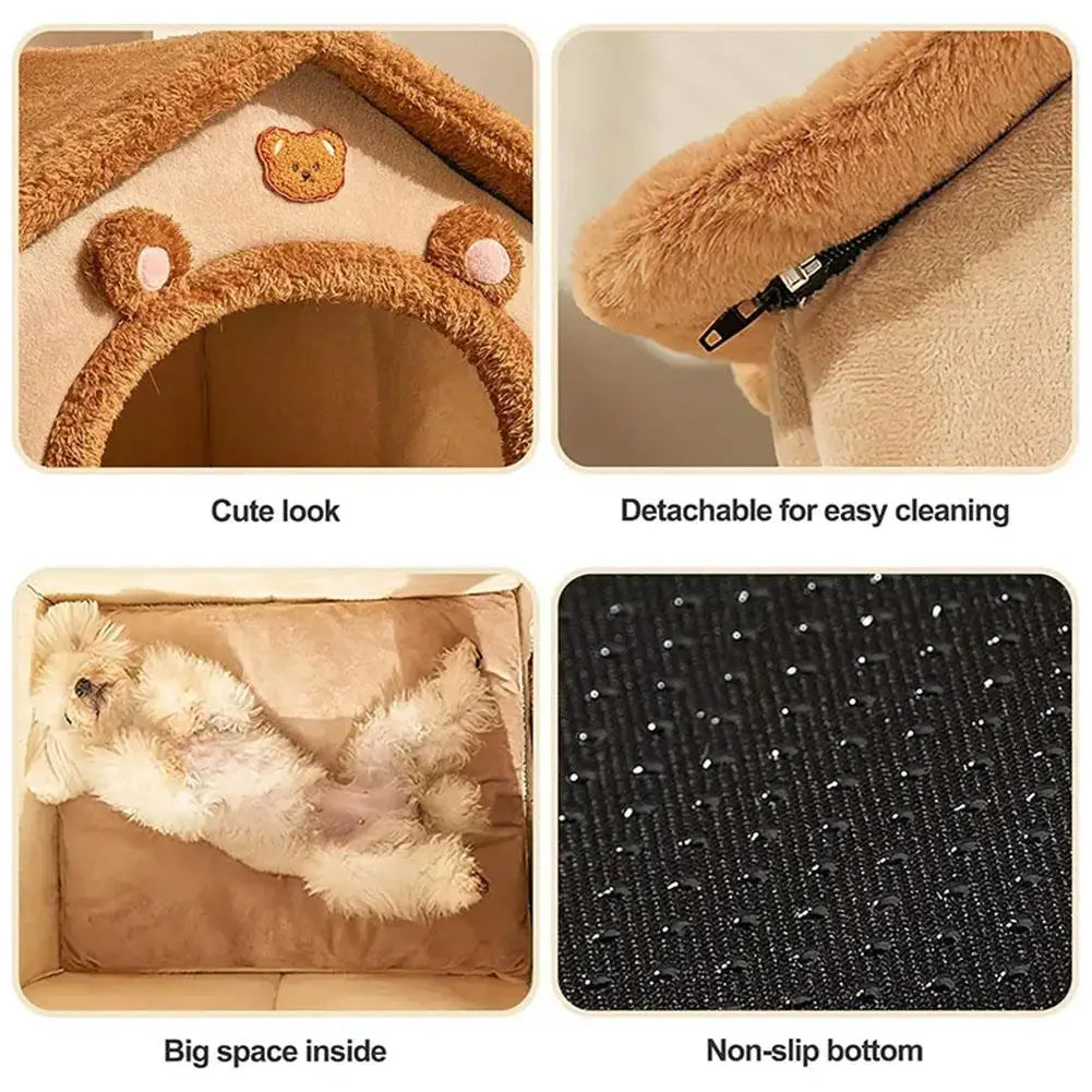 Cozy Pet Cave Bed – Warm Indoor Sleeping Tent for Cats & Dogs