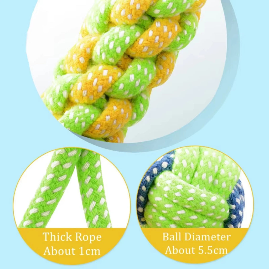 Cotton Rope Chew Toy & Toothbrush Ball for Dogs — Dental Health & Fun