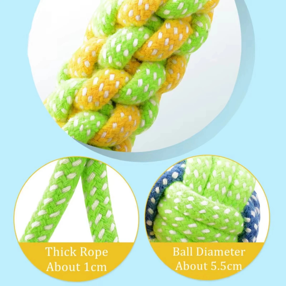 Cotton Rope Chew Toy & Toothbrush Ball for Dogs — Dental Health & Fun