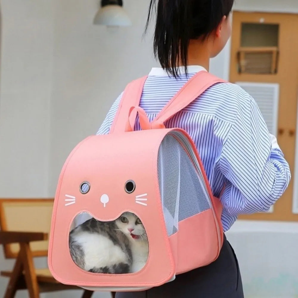 Foldable Pet Carrier Backpack — Breathable Collapsible Travel Bag for Cats & Small Dogs