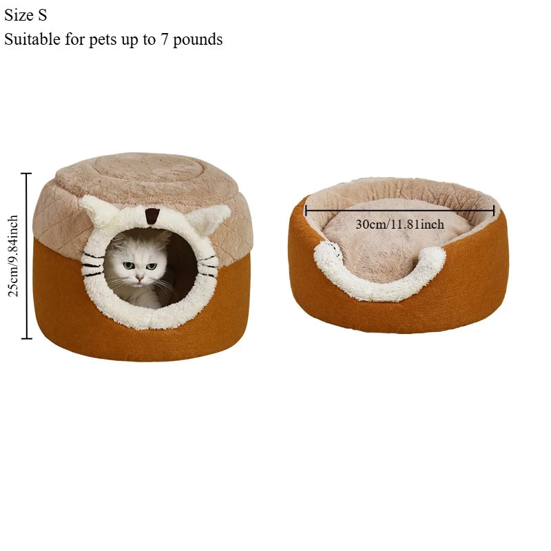 Enclosed Stool-Shaped Pet Bed – All-Season Cozy Sleeping Nest for Cats & Dogs