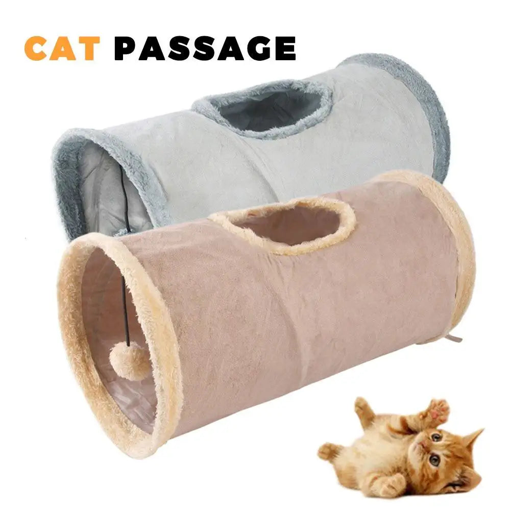 Foldable Suede Cat Tunnel – Soft Portable Hideaway & Exercise Toy for Cats & Dogs