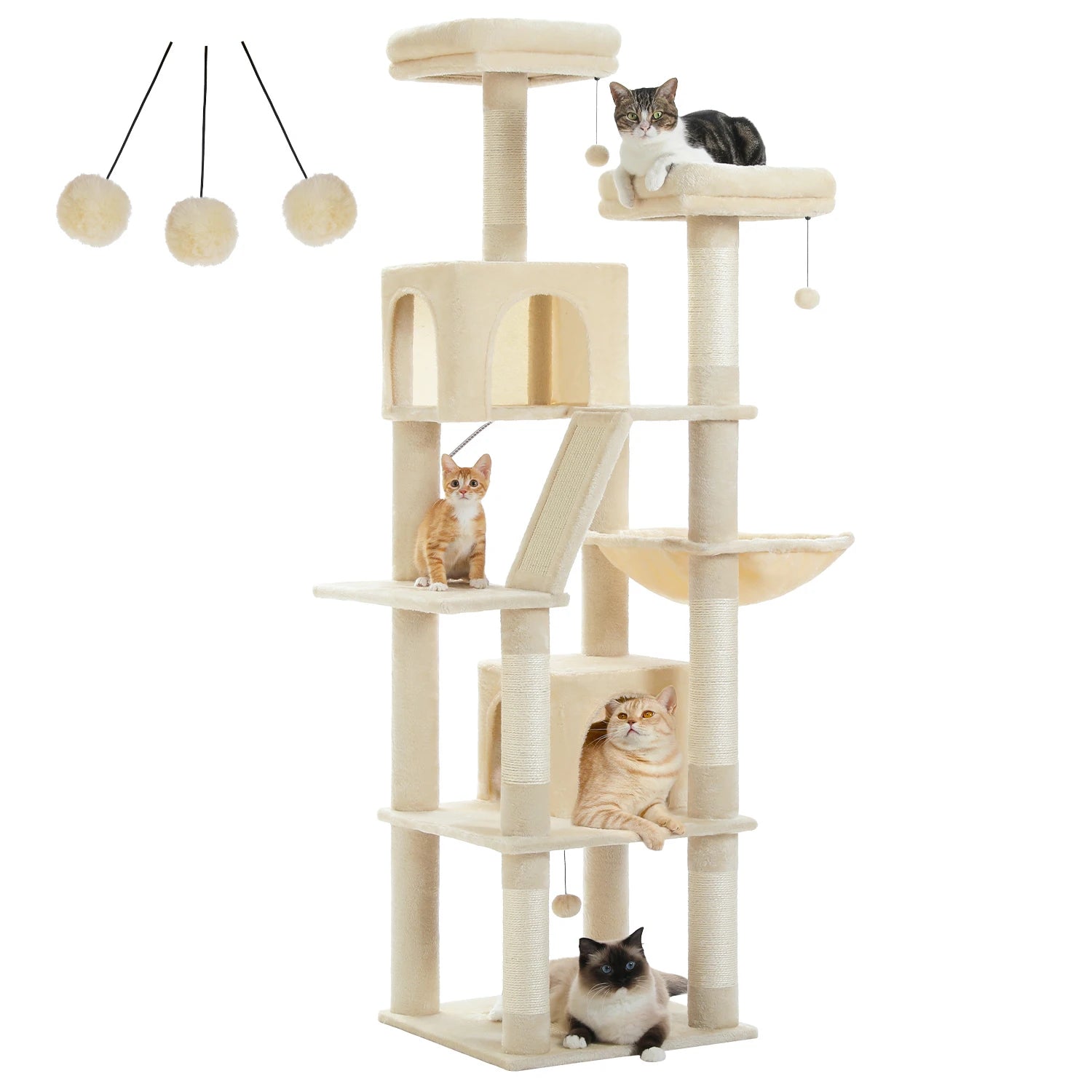 Large Cat Tree Tower for Indoor Cats — 8-Level Plush Condo with Scratching Posts & Perches