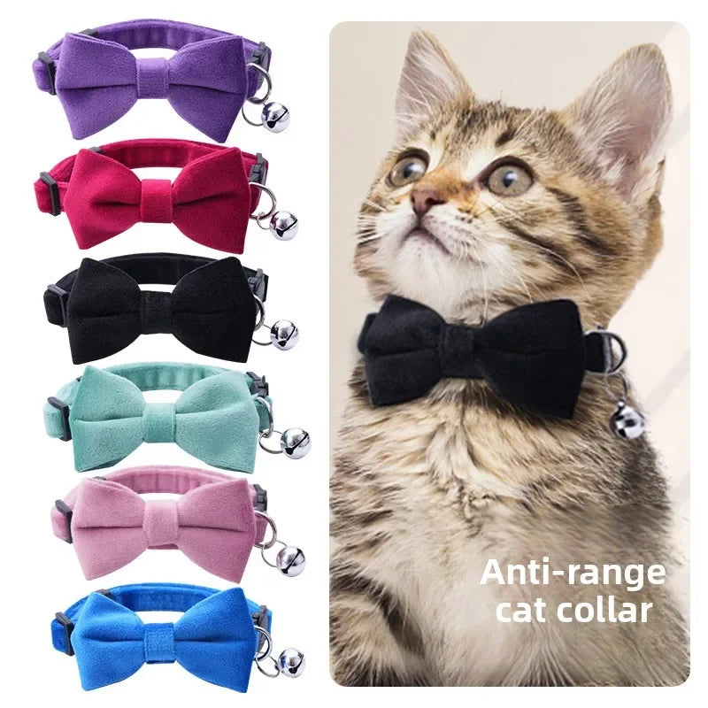 Bowknot Cat Collar with Bell — Safety Breakaway Buckle Collar for Kittens & Puppies