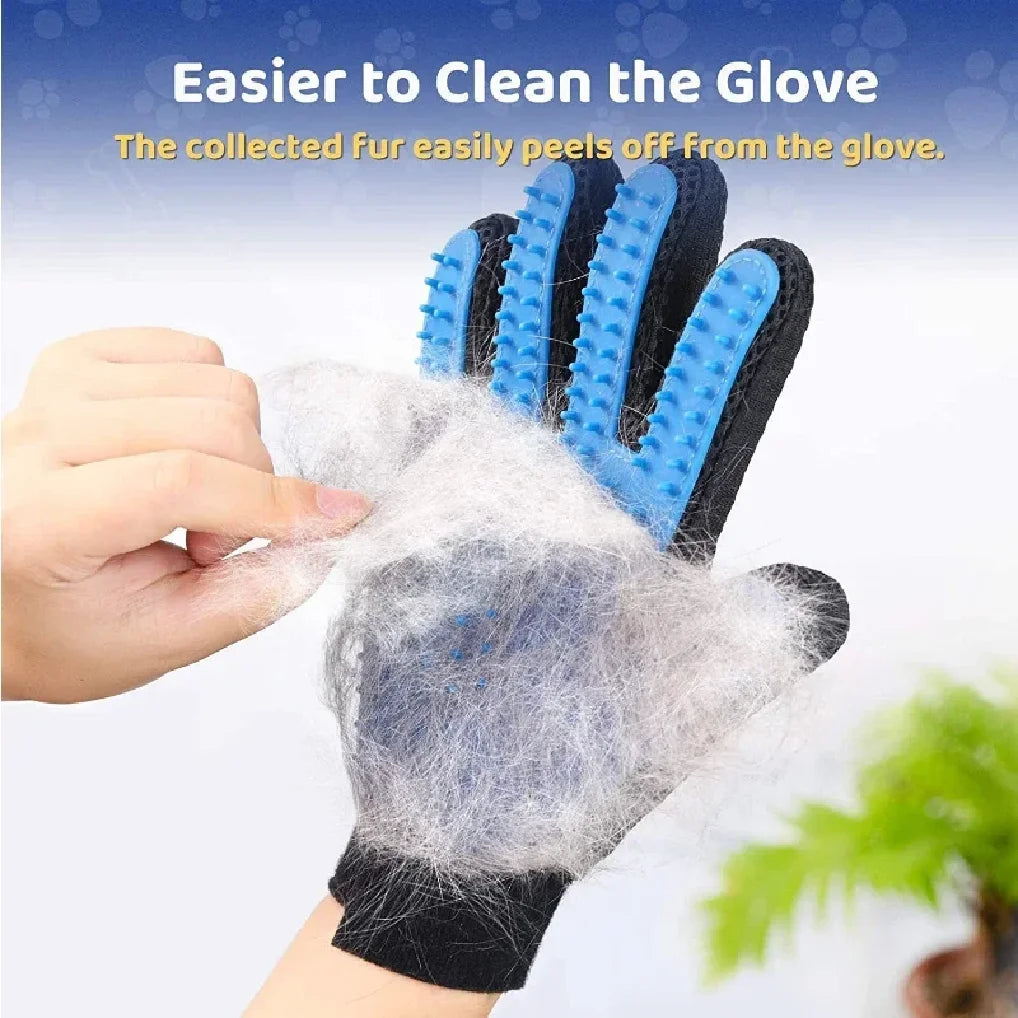 2-Sided Pet Grooming Glove — De-Shedding & De-Matting Bath Brush for Dogs, Cats & Rabbits