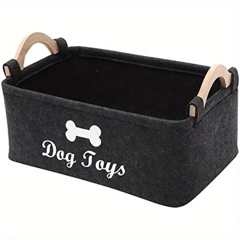 Felt Pet Toy Storage Box — Stylish Organizer Basket for Dog & Cat Toys