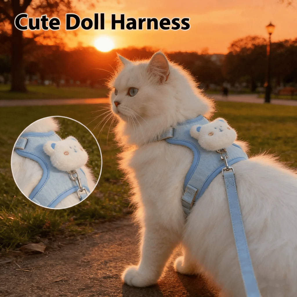 Cute Cartoon Pet Harness & Leash Set — Breathable Adjustable Walking Harness for Dogs