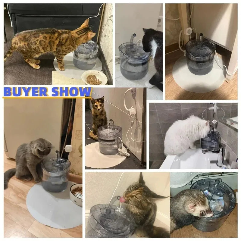 Automatic Pet Water Fountain — Sensing Flow Dispenser with Filter for Cats & Dogs