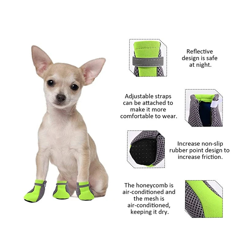 Breathable Waterproof Dog Shoes with Reflective Safety Strip — All-Weather Paw Protection