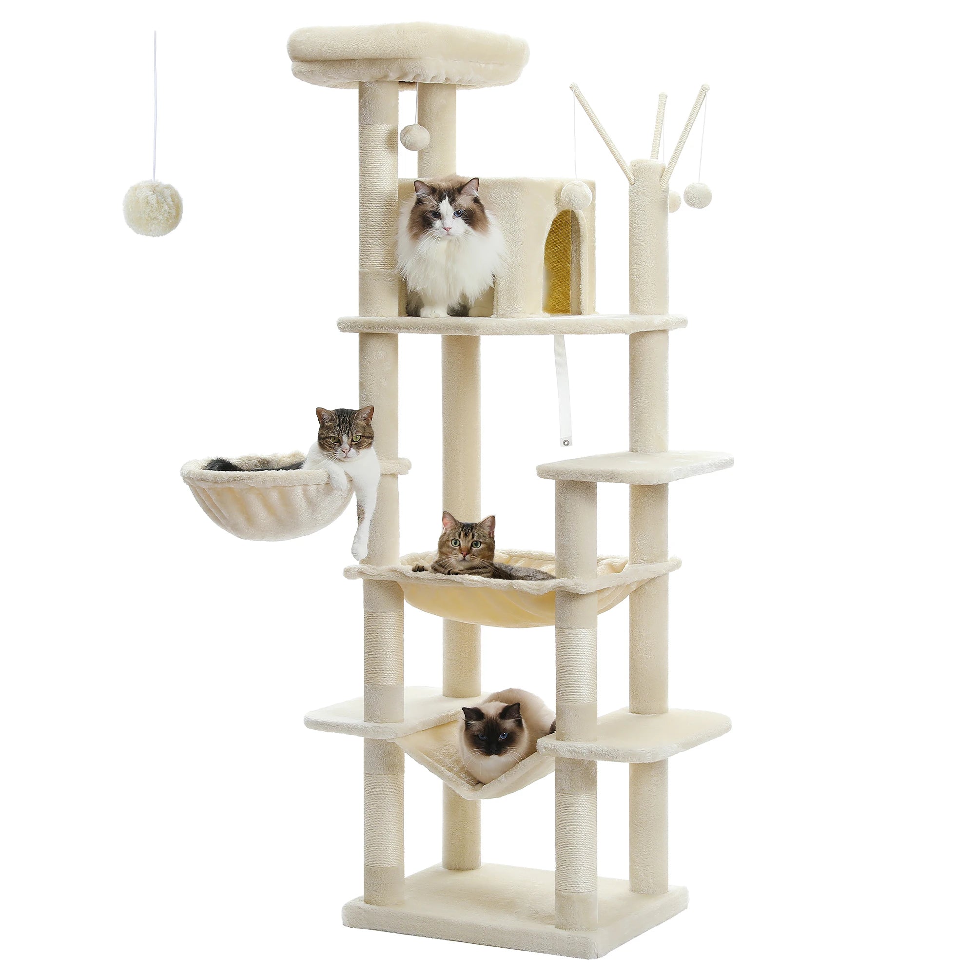 Large Cat Tree Tower for Indoor Cats — 8-Level Plush Condo with Scratching Posts & Perches
