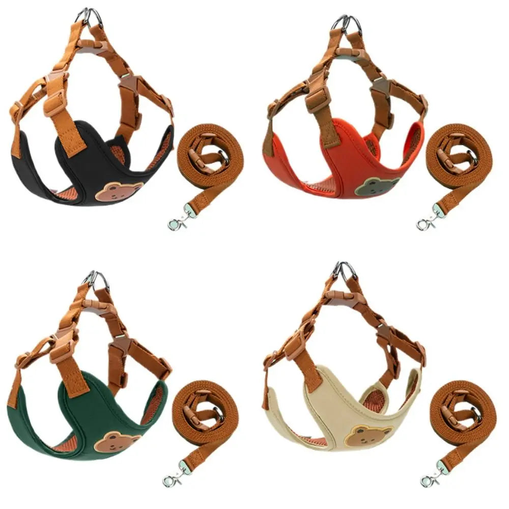 Cartoon No-Pull Dog Harness & Leash — Adjustable Anti-Escape Walking Set for Pets