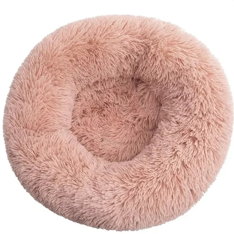 Round Plush Dog Bed – Washable Non-Shedding Warm Pet Bed for Indoor Use