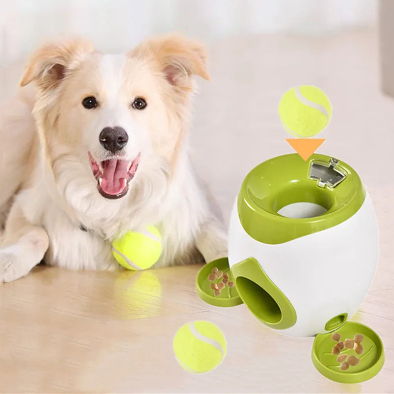 Interactive Dog Tennis Toy — Automatic Food Leakage Reward Machine for Indoor Play