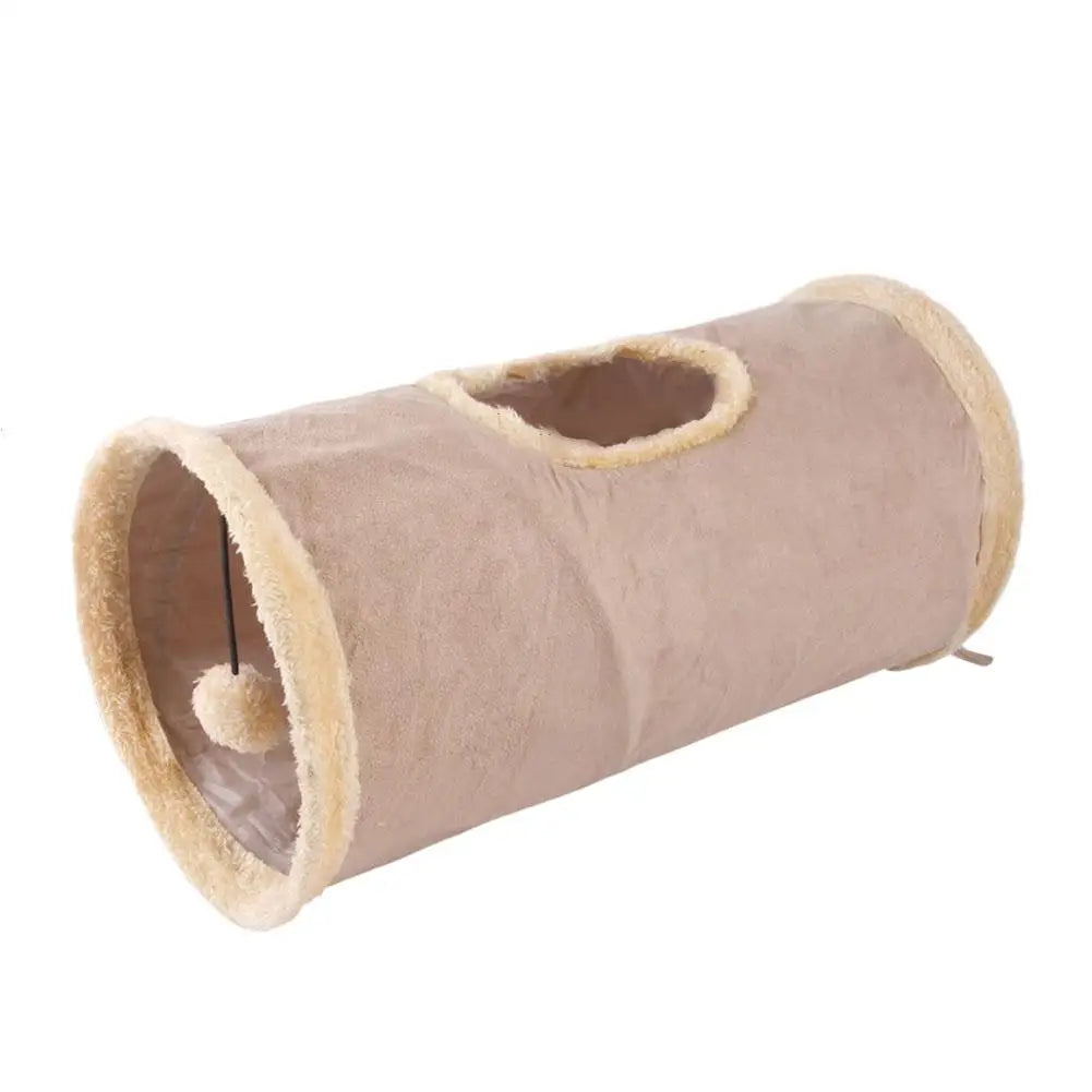 Foldable Suede Cat Tunnel – Soft Portable Hideaway & Exercise Toy for Cats & Dogs
