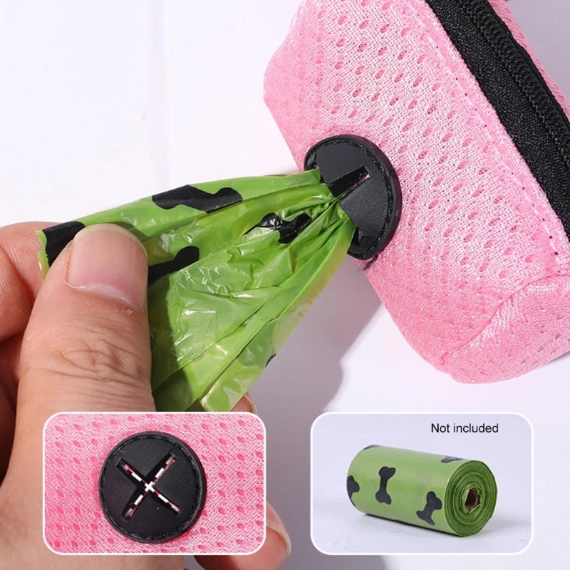 Mesh Poop Bag Dispenser for Dogs — Leash Attachment & Easy Tear Bags