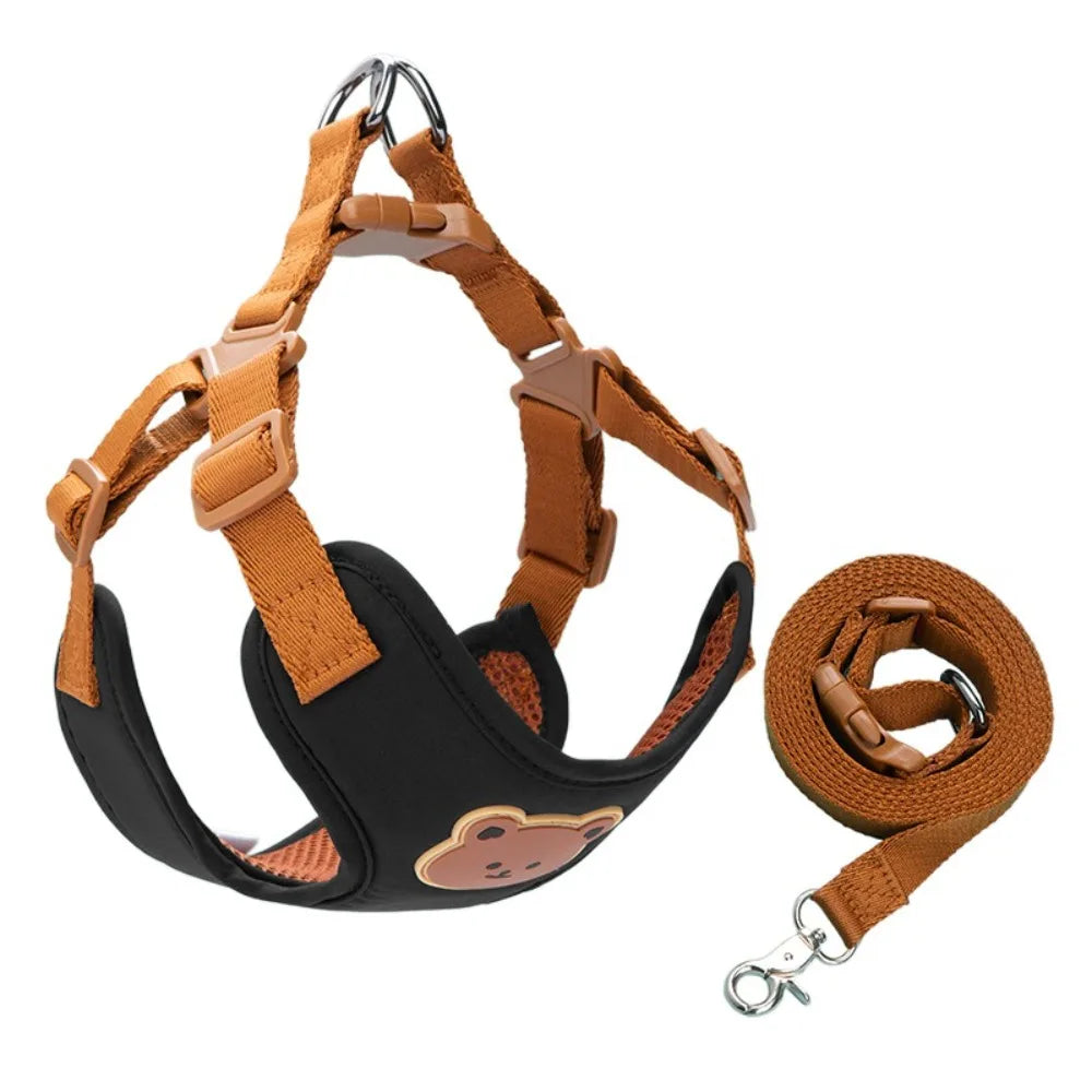 Cartoon No-Pull Dog Harness & Leash — Adjustable Anti-Escape Walking Set for Pets