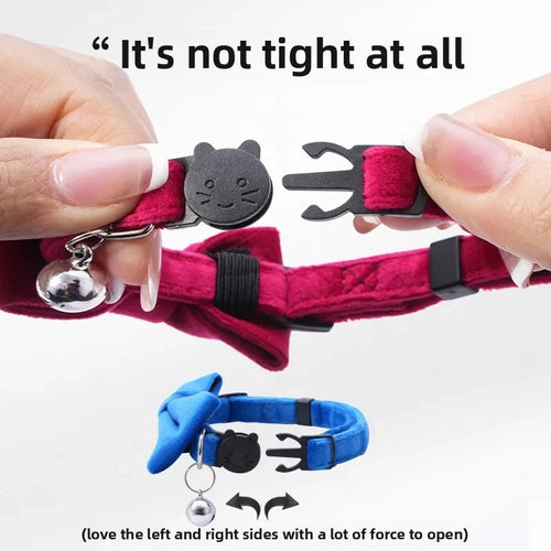 Bowknot Cat Collar with Bell — Safety Breakaway Buckle Collar for Kittens & Puppies