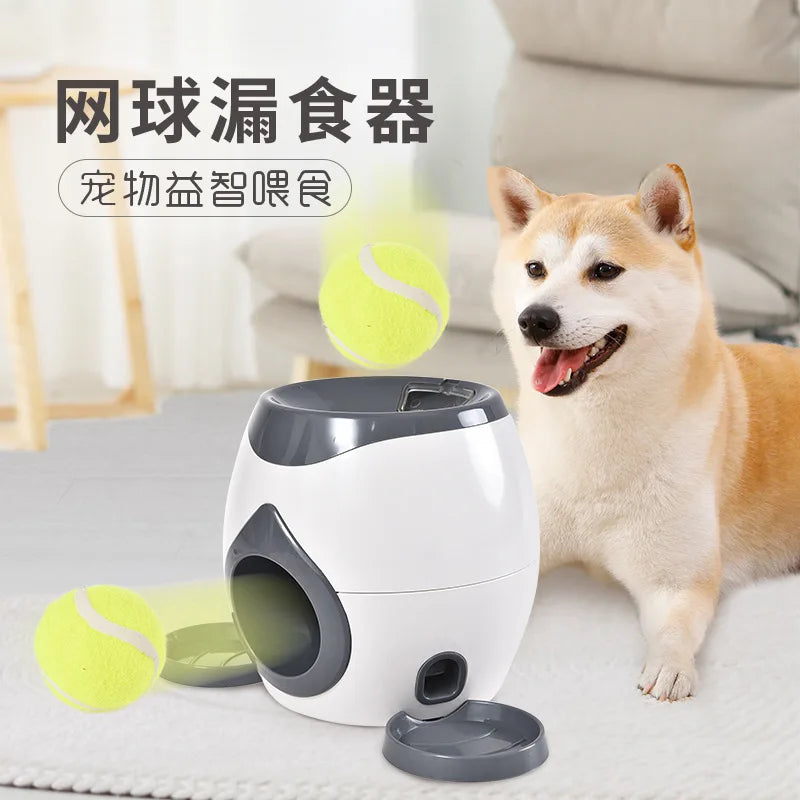 Interactive Dog Tennis Toy — Automatic Food Leakage Reward Machine for Indoor Play