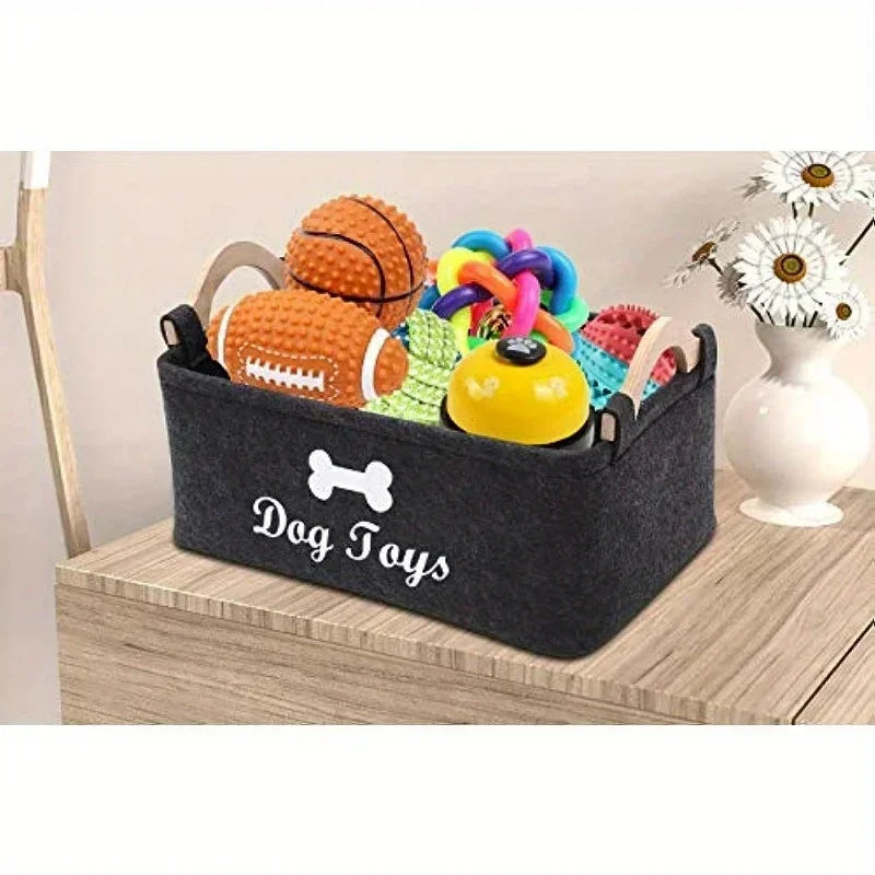 Felt Pet Toy Storage Box — Stylish Organizer Basket for Dog & Cat Toys