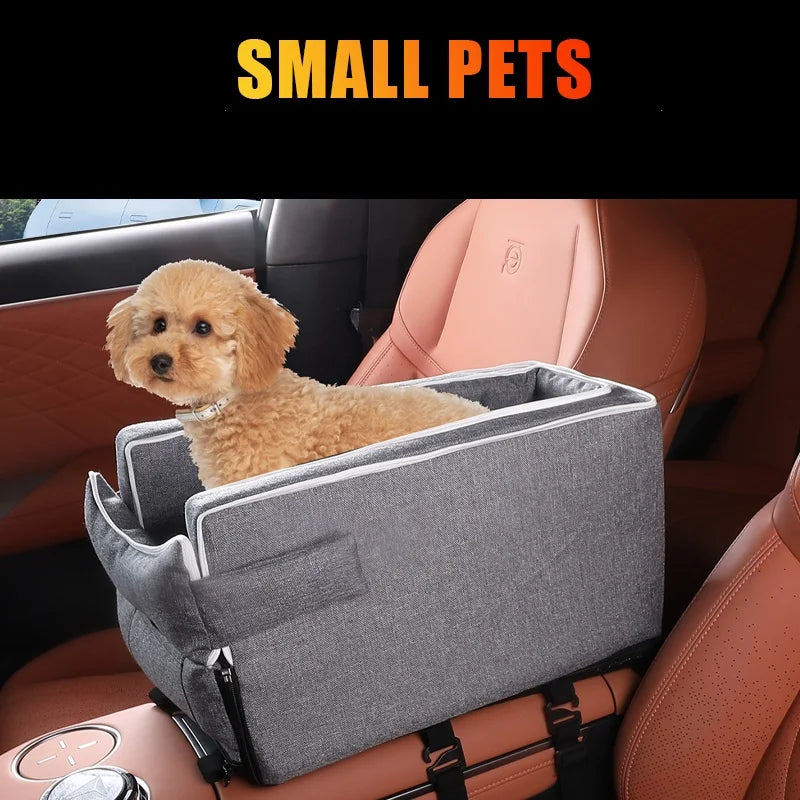 Car Center Console Pet Bed – Non-Slip Travel Seat Mat for Cats & Small Dogs