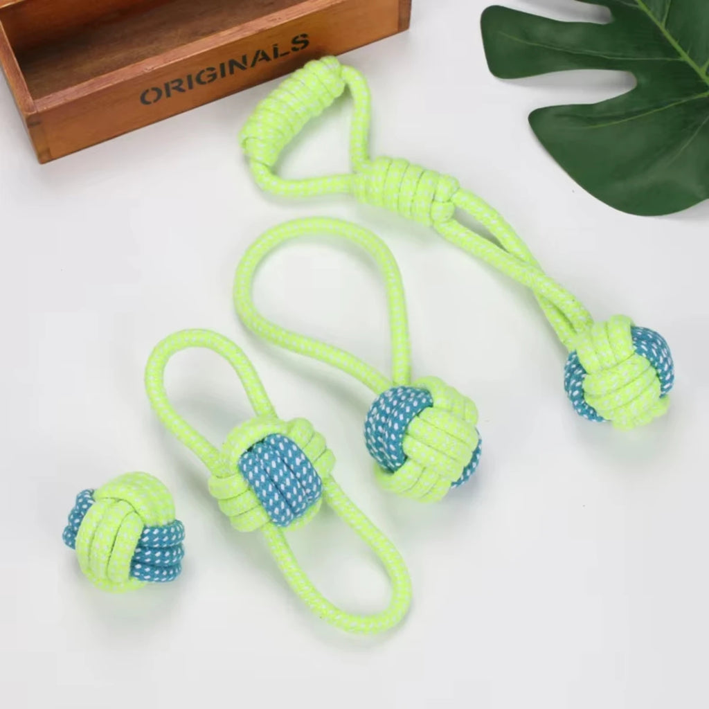 Cotton Rope Chew Toy & Toothbrush Ball for Dogs — Dental Health & Fun