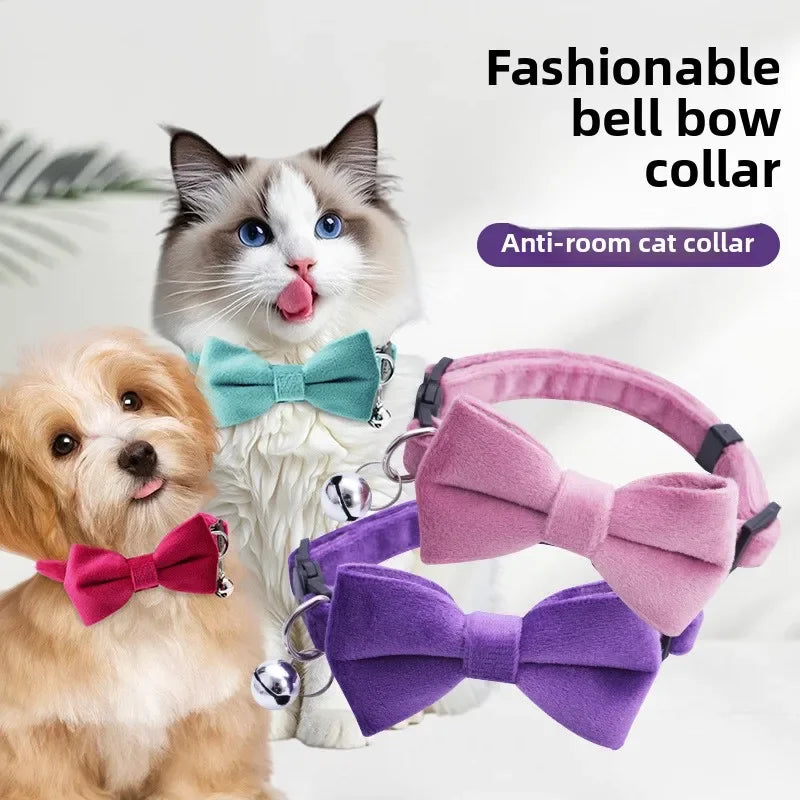Bowknot Cat Collar with Bell — Safety Breakaway Buckle Collar for Kittens & Puppies