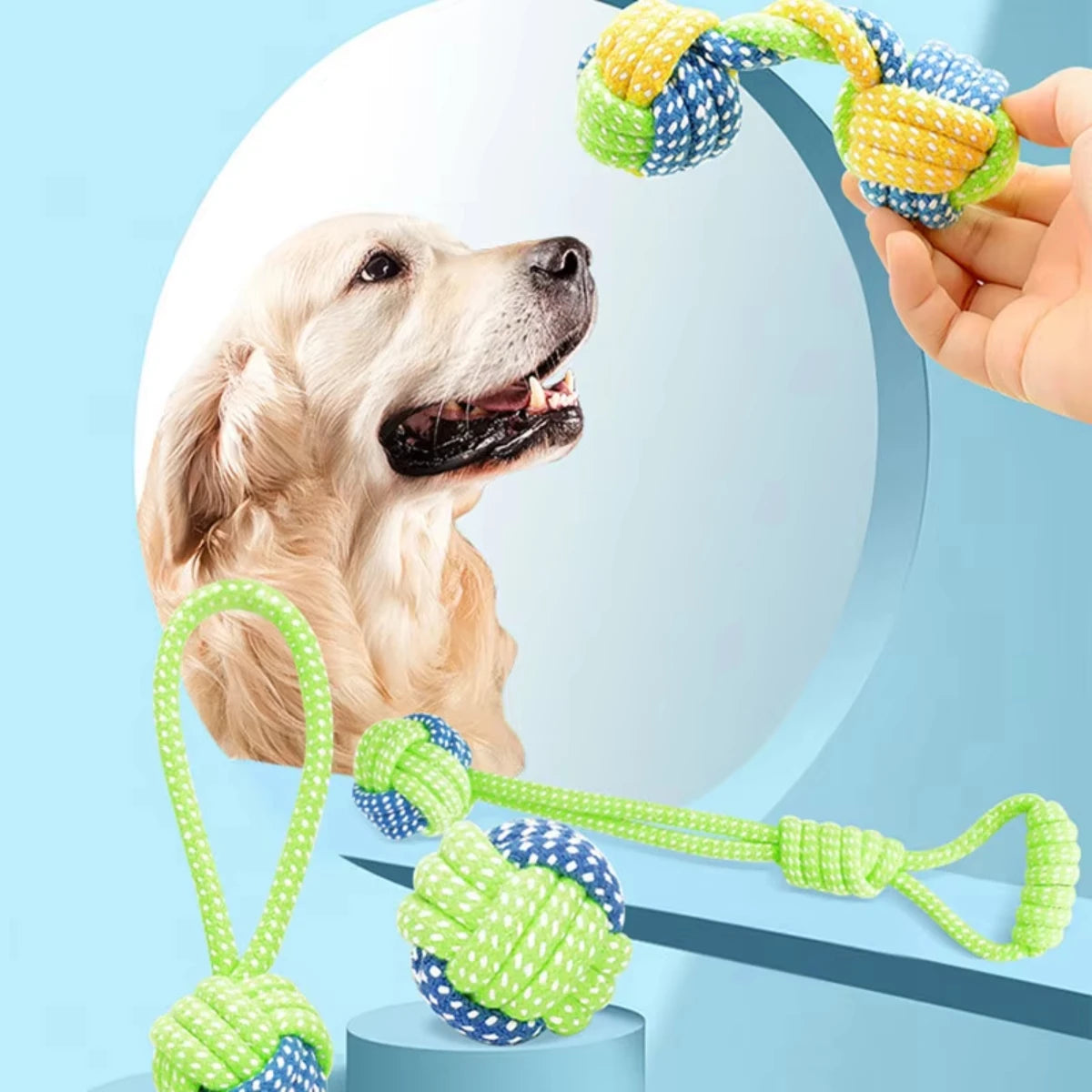 Cotton Rope Chew Toy & Toothbrush Ball for Dogs — Dental Health & Fun