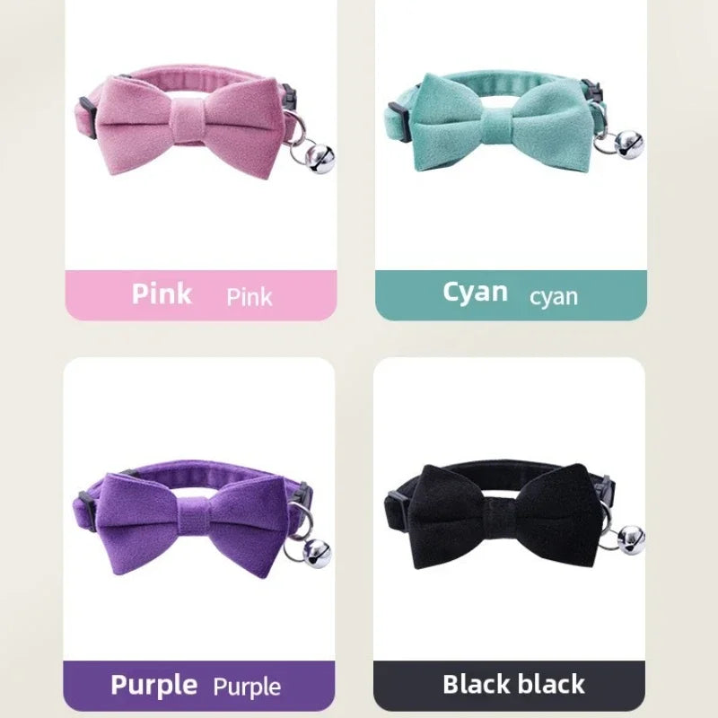 Bowknot Cat Collar with Bell — Safety Breakaway Buckle Collar for Kittens & Puppies