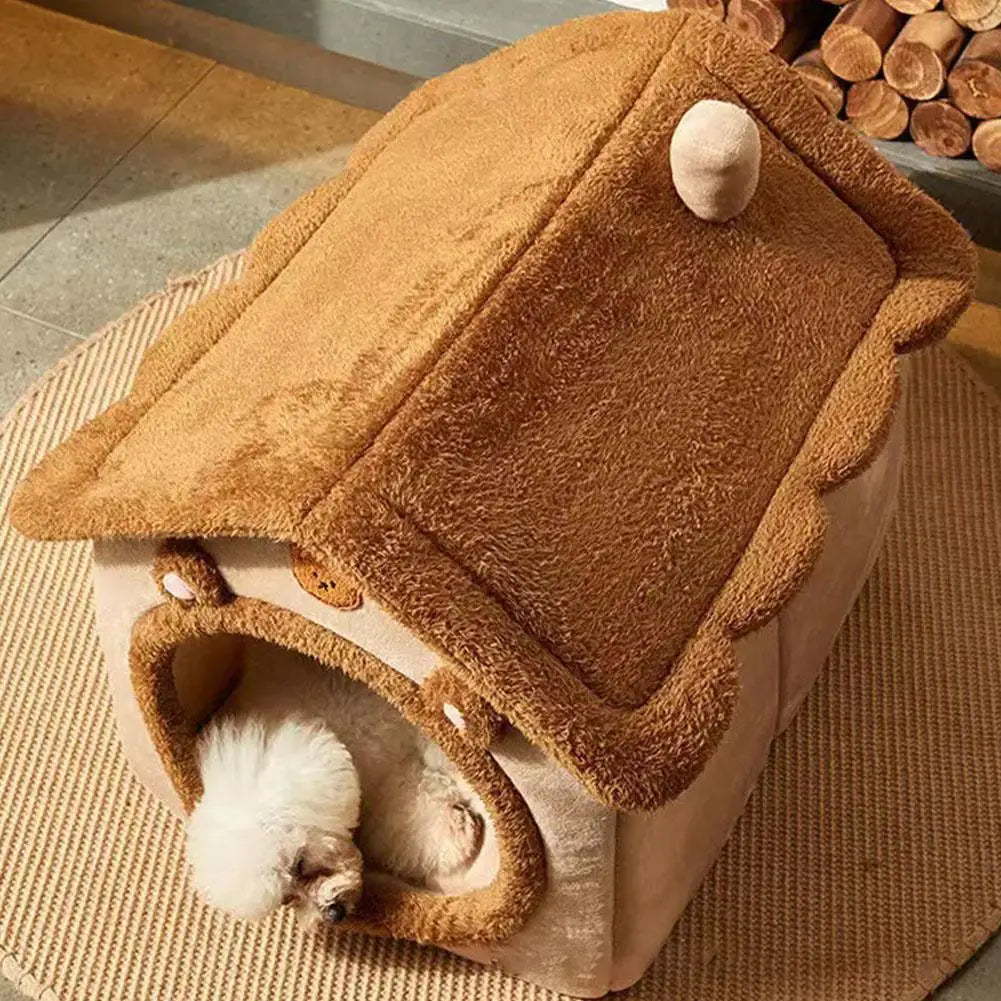 Cozy Pet Cave Bed – Warm Indoor Sleeping Tent for Cats & Dogs