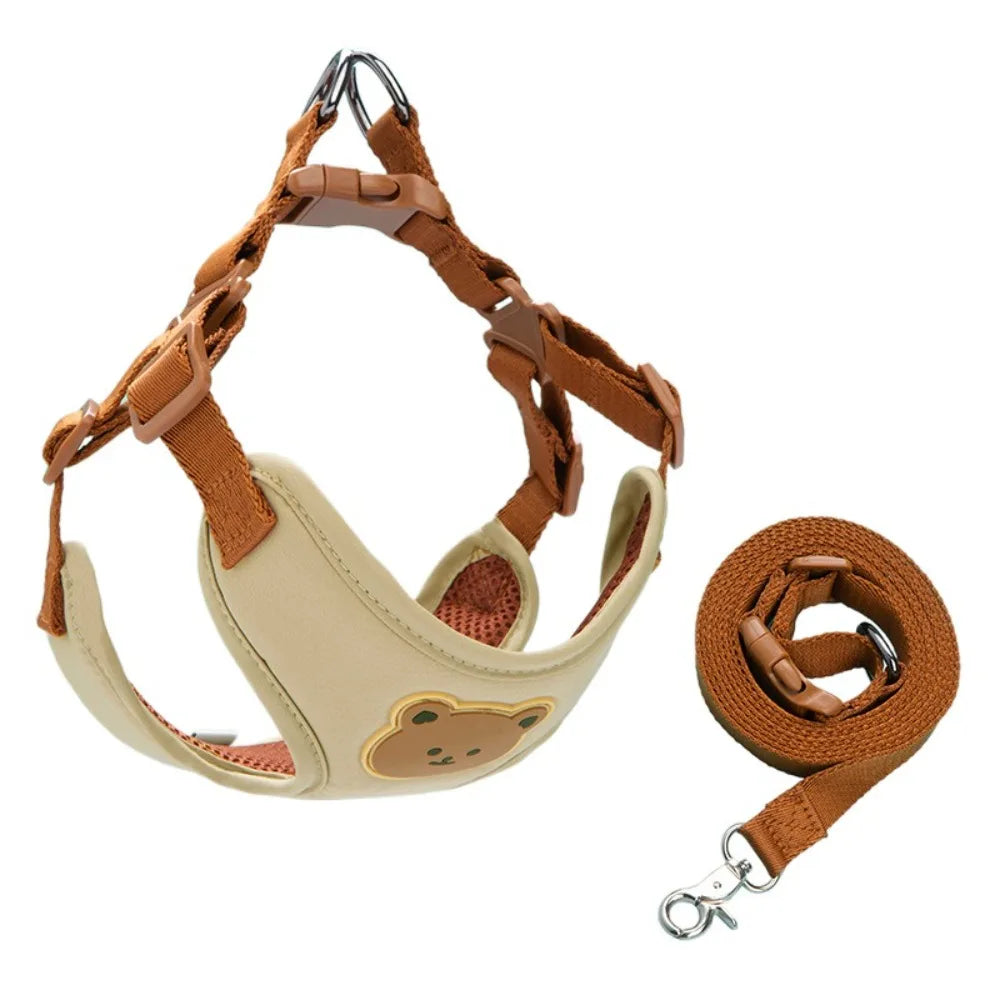 Cartoon No-Pull Dog Harness & Leash — Adjustable Anti-Escape Walking Set for Pets