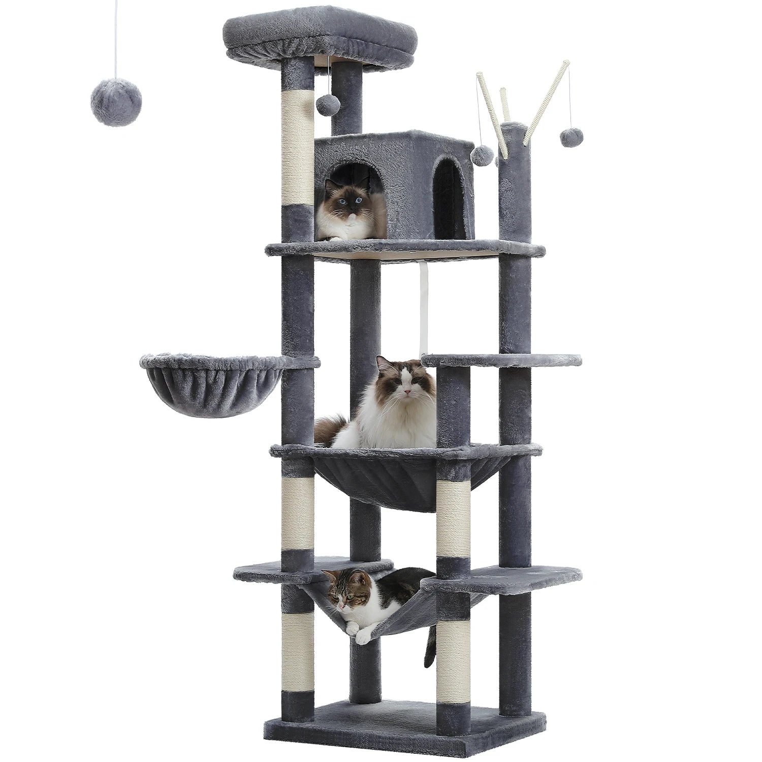 Large Cat Tree Tower for Indoor Cats — 8-Level Plush Condo with Scratching Posts & Perches