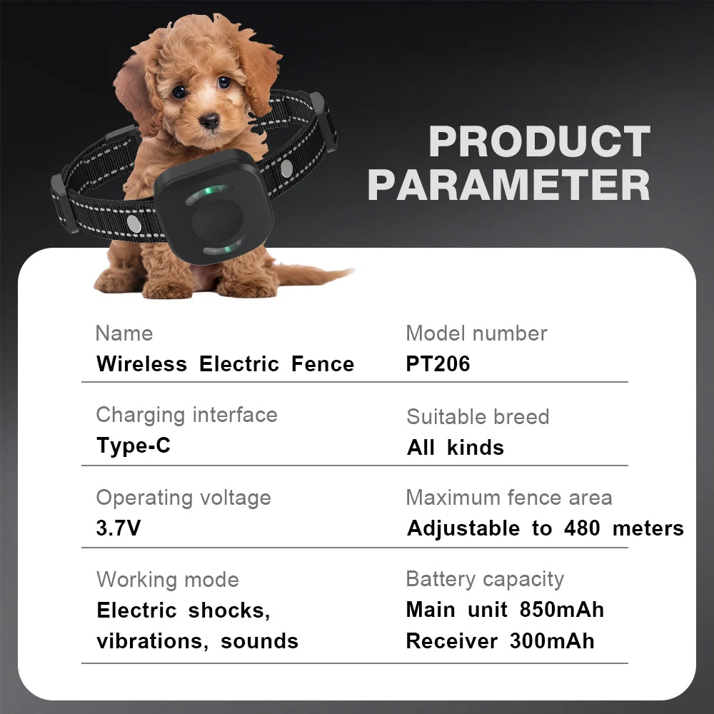 GPS Wireless Electric Dog Fence — 480M Rechargeable Vibration & Shock Remote Training System