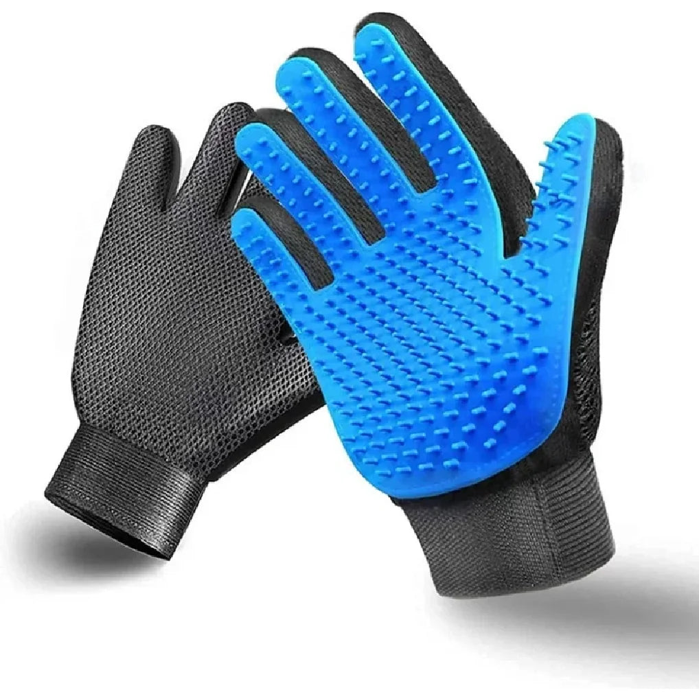 2-Sided Pet Grooming Glove — De-Shedding & De-Matting Bath Brush for Dogs, Cats & Rabbits