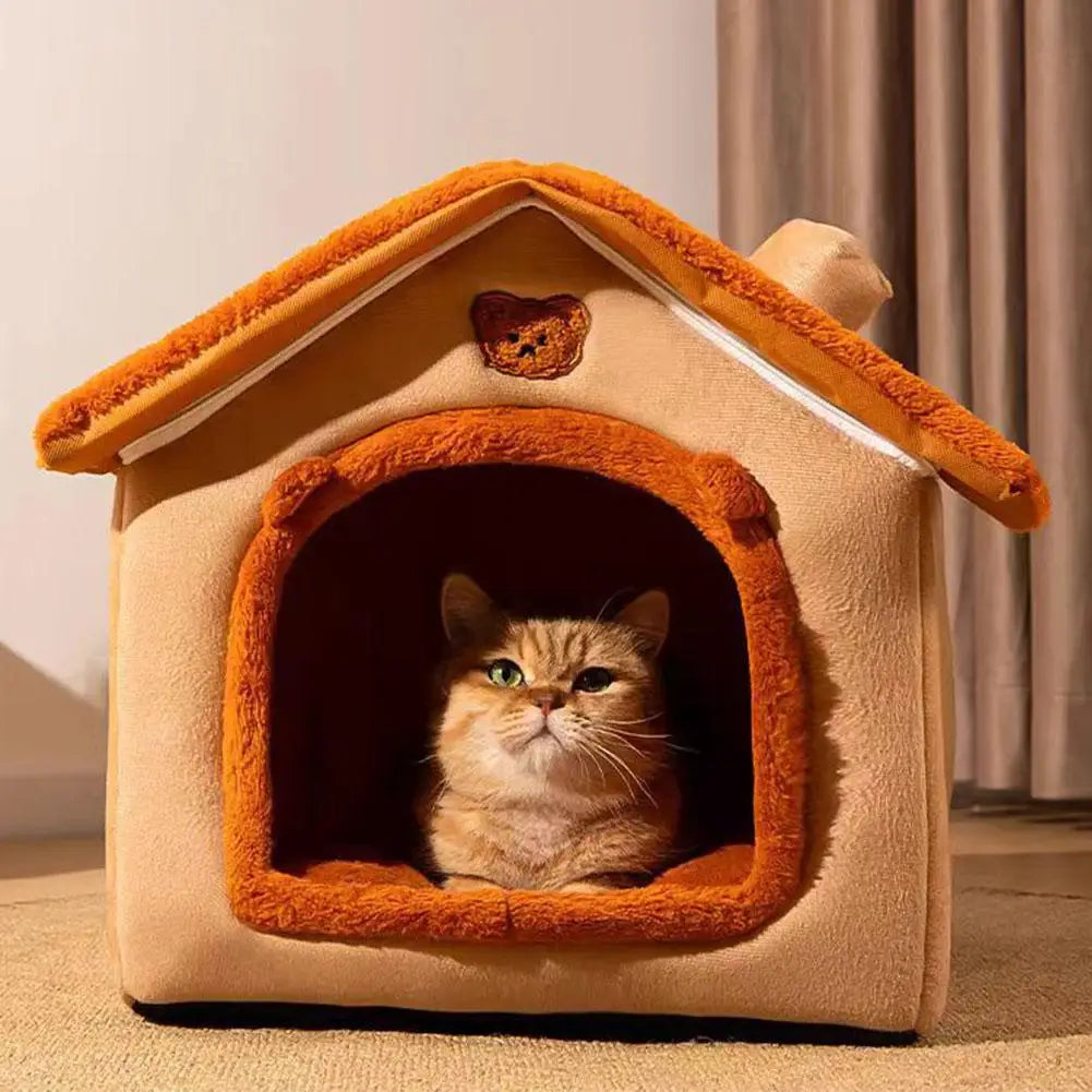 Cozy Pet Cave Bed – Warm Indoor Sleeping Tent for Cats & Dogs