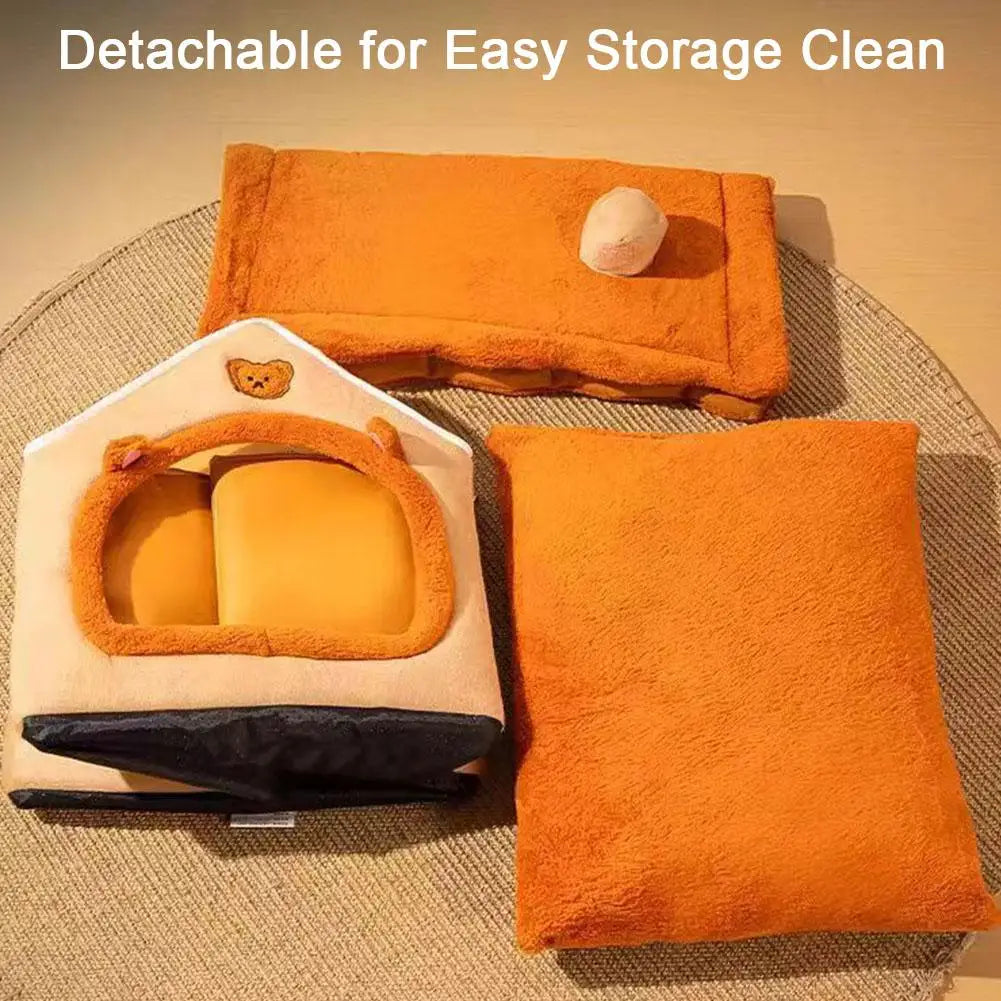 Cozy Pet Cave Bed – Warm Indoor Sleeping Tent for Cats & Dogs