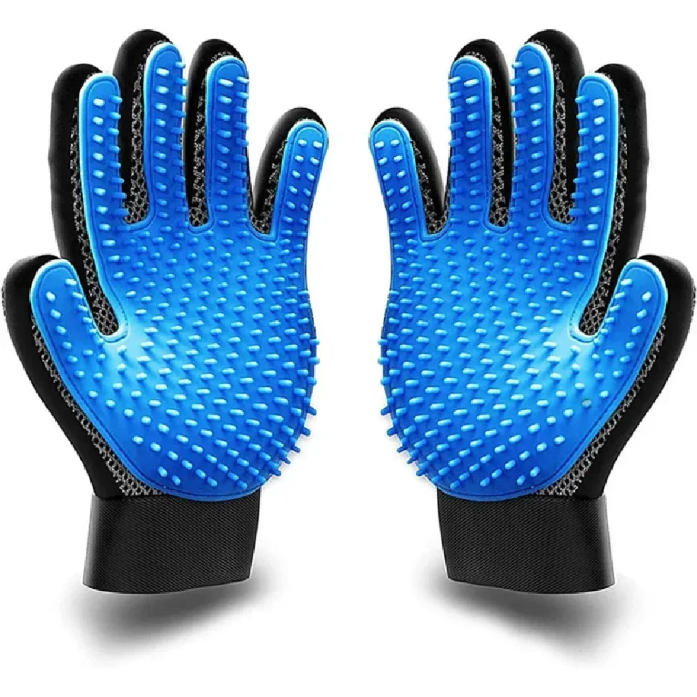 2-Sided Pet Grooming Glove — De-Shedding & De-Matting Bath Brush for Dogs, Cats & Rabbits