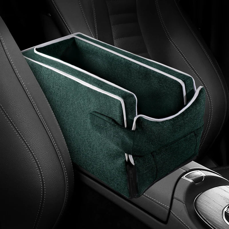 Car Center Console Pet Bed – Non-Slip Travel Seat Mat for Cats & Small Dogs