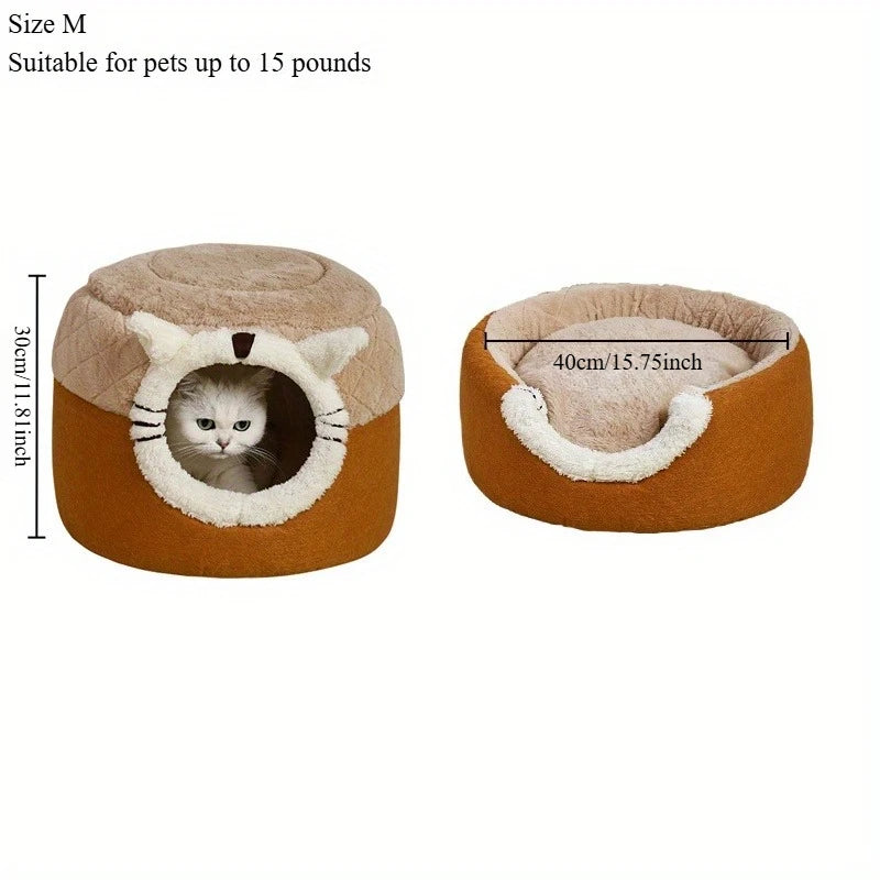 Enclosed Stool-Shaped Pet Bed – All-Season Cozy Sleeping Nest for Cats & Dogs