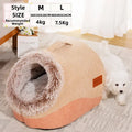 Enclosed Plush Pet Cave Kennel – Warm Winter Sleeping Nest for Cats & Small Dogs