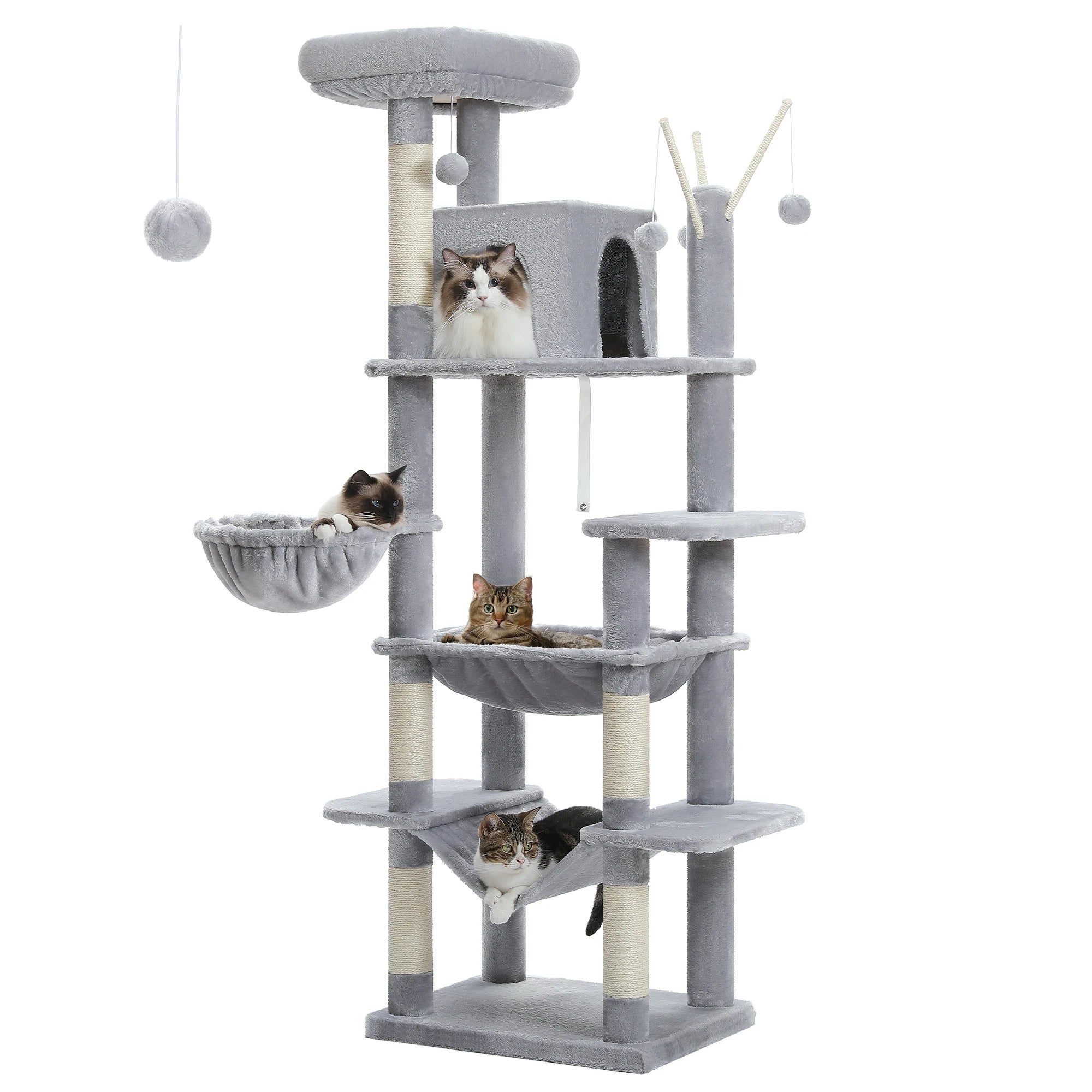 Large Cat Tree Tower for Indoor Cats — 8-Level Plush Condo with Scratching Posts & Perches