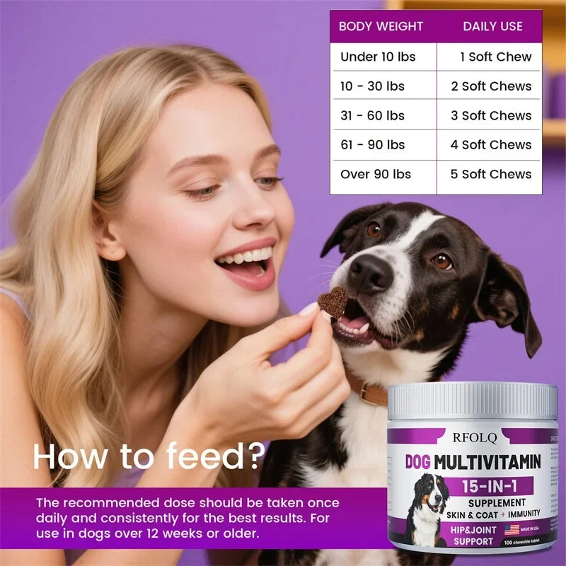 Dog Multivitamin Supplement — Healthy Skin, Coat, Joints & Digestive Support